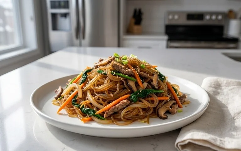 Japchae (Korean Glass Noodle Stir Fry)