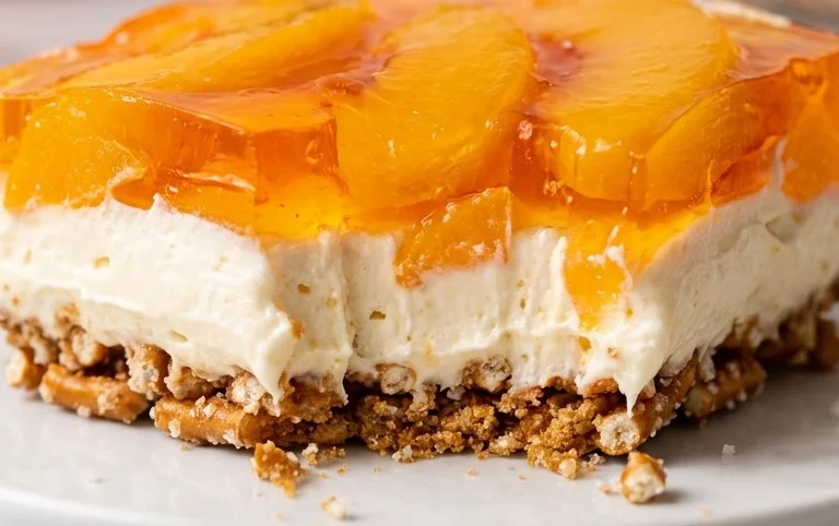 Peach Pretzel Salad Dessert