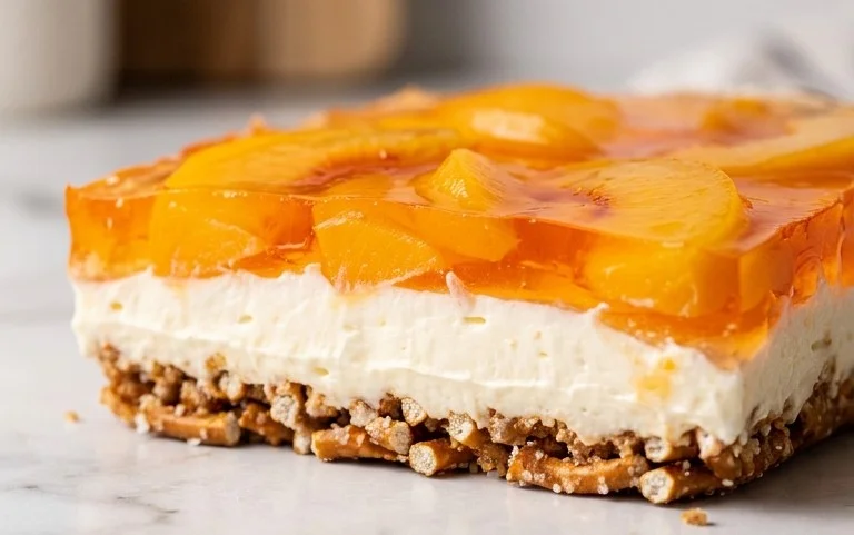 Peach Pretzel Salad Dessert