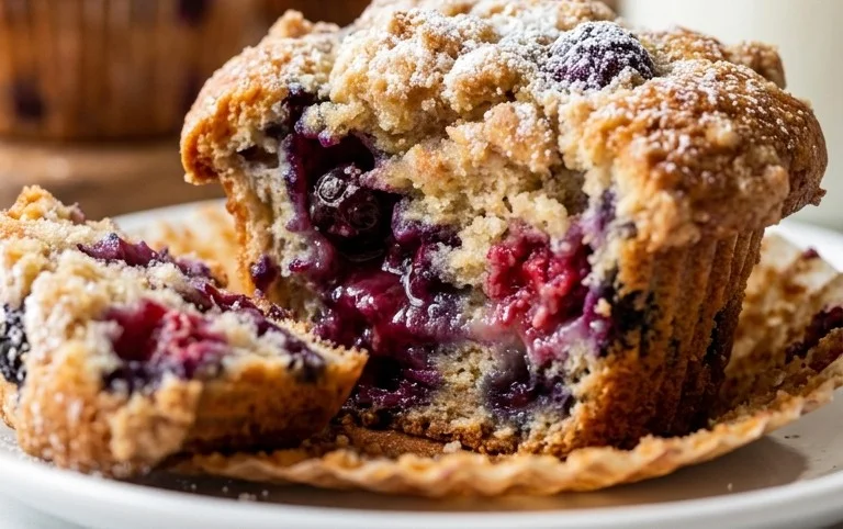 Bakery Style Mixed Berry Muffins | with Frozen Berries