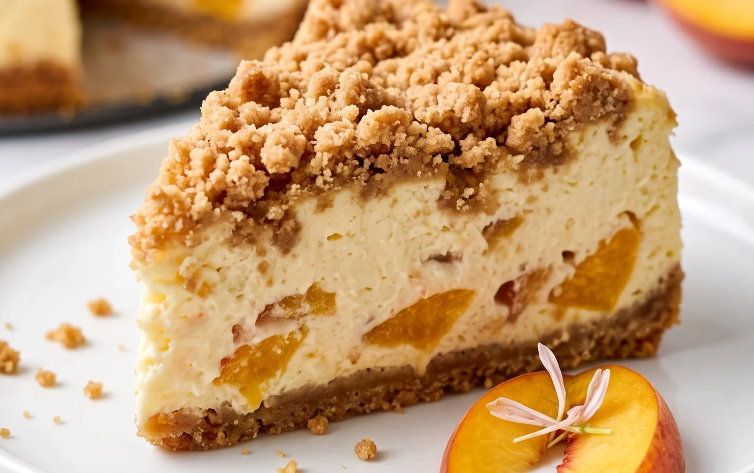 Peach Cream Cheese Cake with Streusel Topping