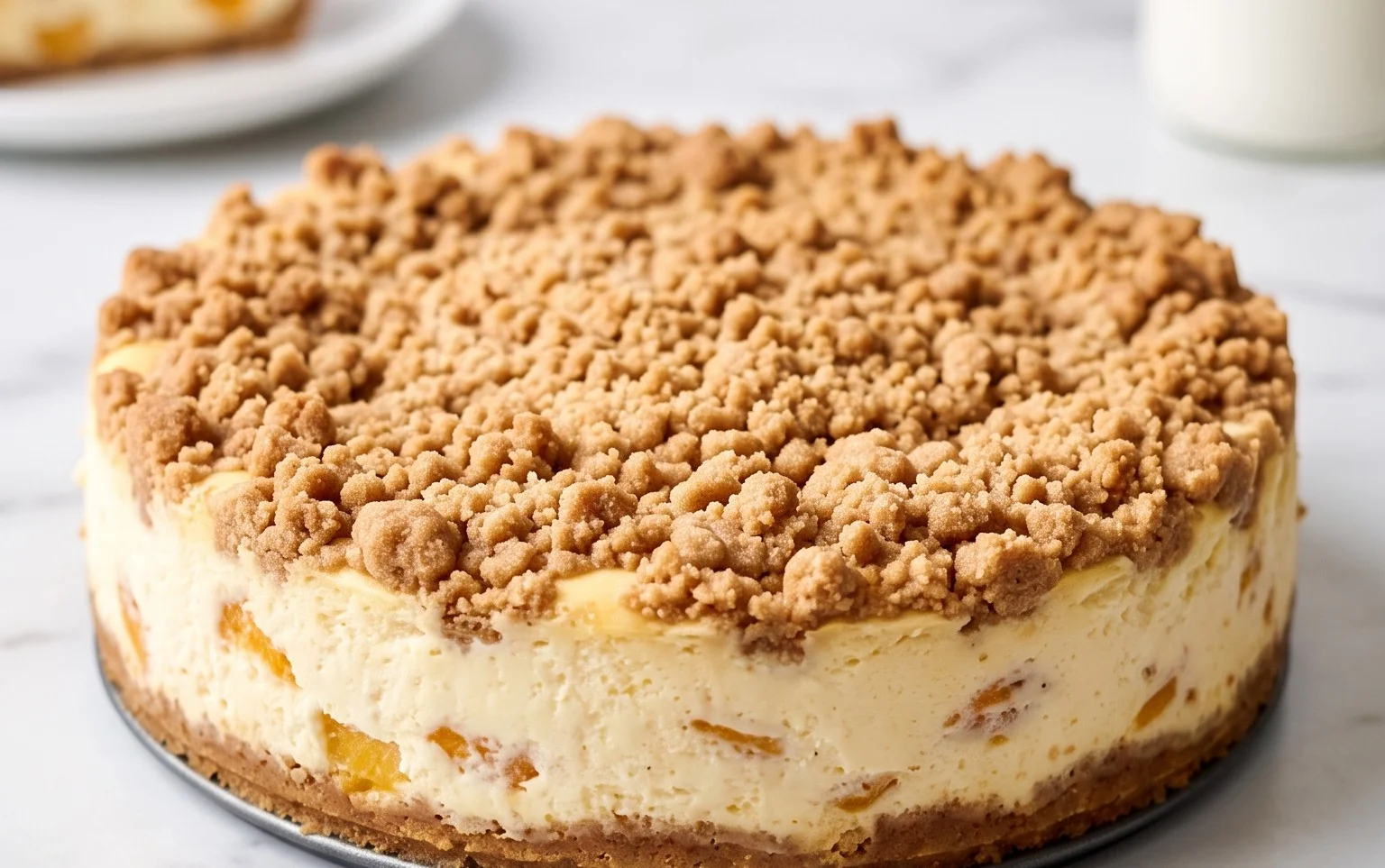 Peach Cream Cheese Cake with Streusel Topping
