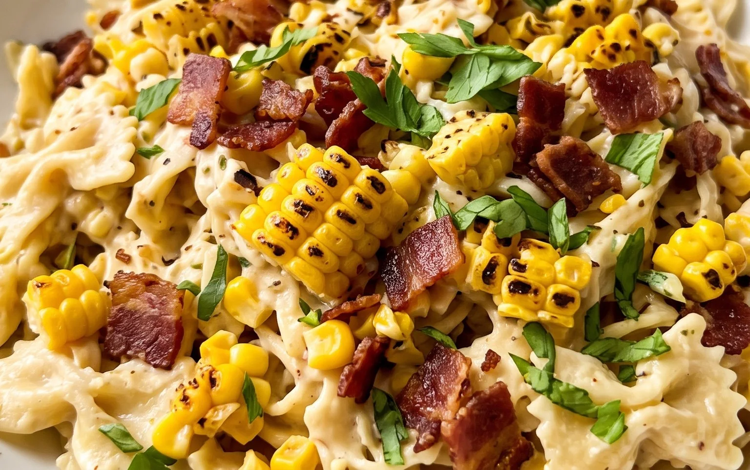 Chicken and Corn Pasta Salad with Beef Bacon