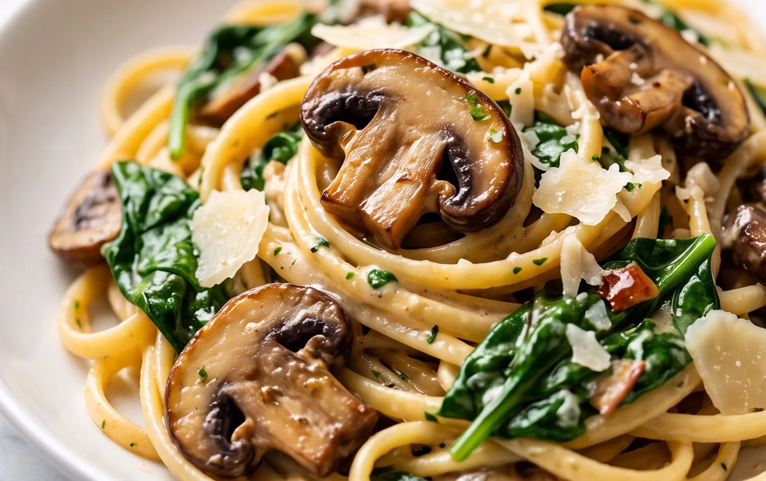 Parmesan Spinach Mushroom Pasta Skillet