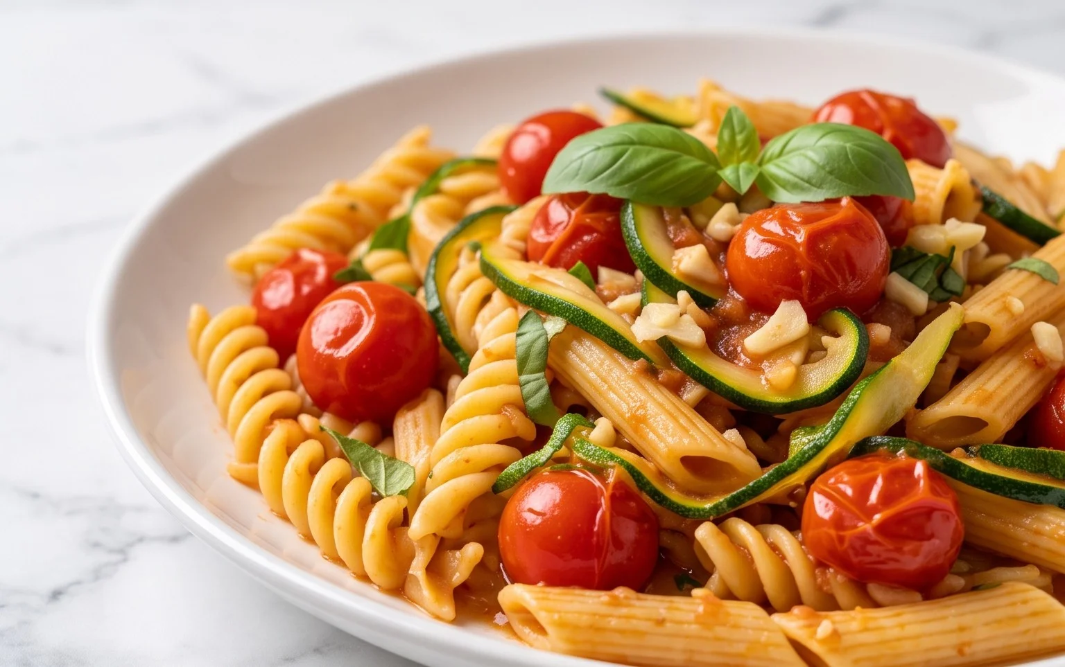 Healthy Tomato Zucchini Pasta
