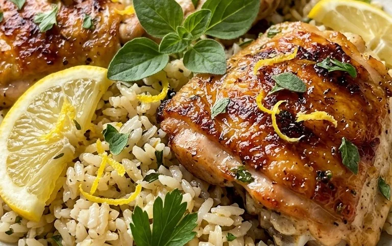 Greek Chicken and Lemon Rice (30 Minutes, One-Pot)