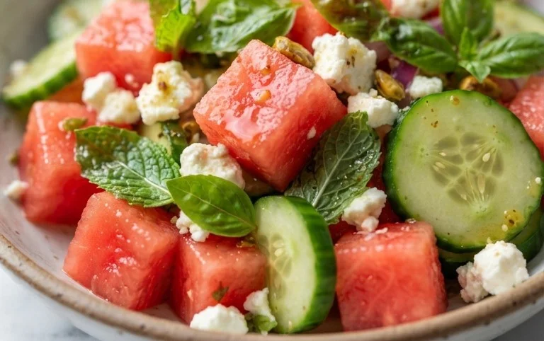 Watermelon Salad with Cucumber and Feta