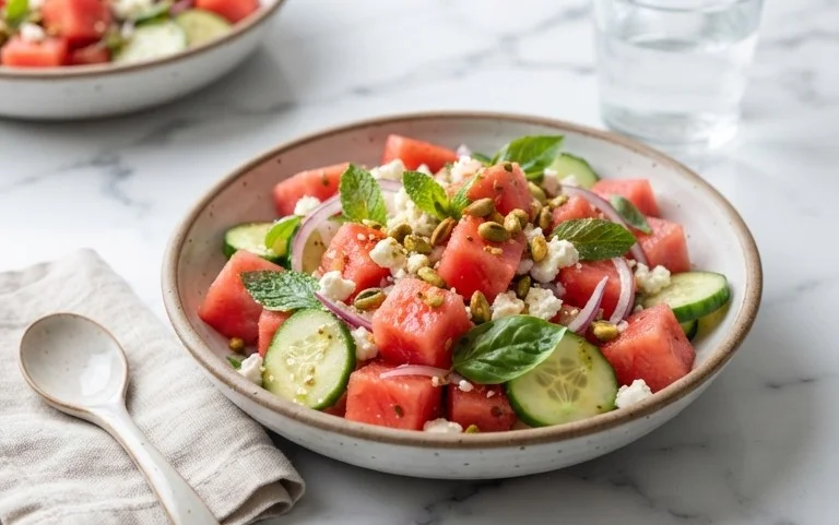 Watermelon Salad with Cucumber and Feta