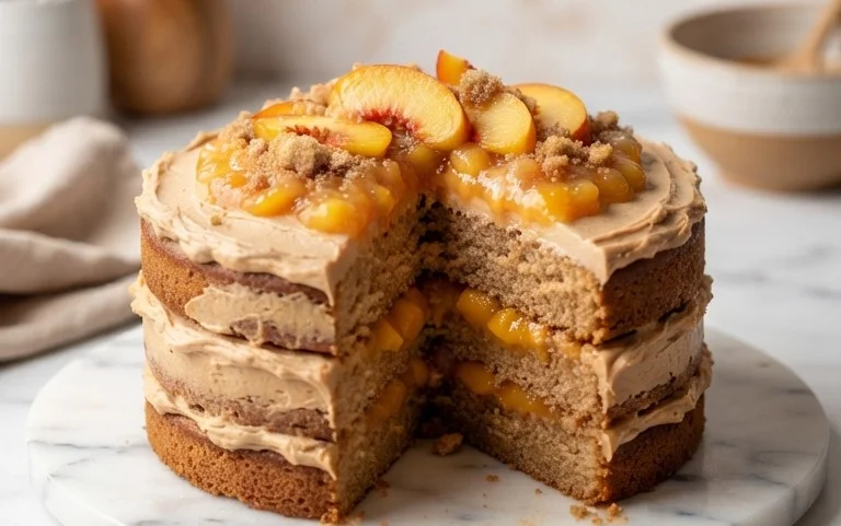 Brown Sugar Layer Cake with Peach Filling