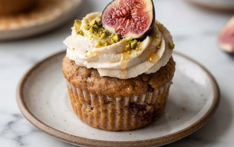Fig Cupcakes with Honey Cream Cheese Frosting