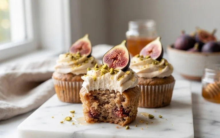 Fig Cupcakes with Honey Cream Cheese Frosting