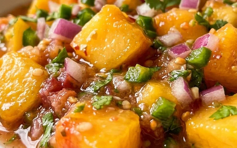 Sweet & Spicy Peach Salsa Canning Recipe