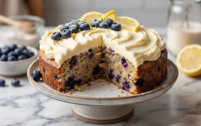 Blueberry Zucchini Cake with Lemon Buttercream