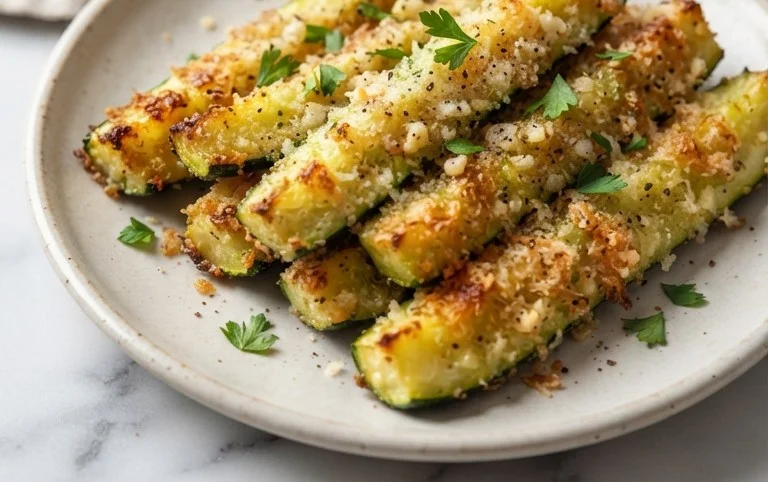 Irresistibly Crunchy Garlic Parmesan Roasted Zucchini