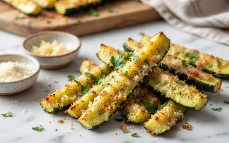 Irresistibly Crunchy Garlic Parmesan Roasted Zucchini