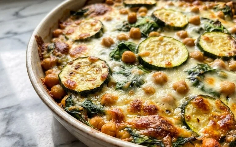 Spinach Zucchini Chickpea Bake